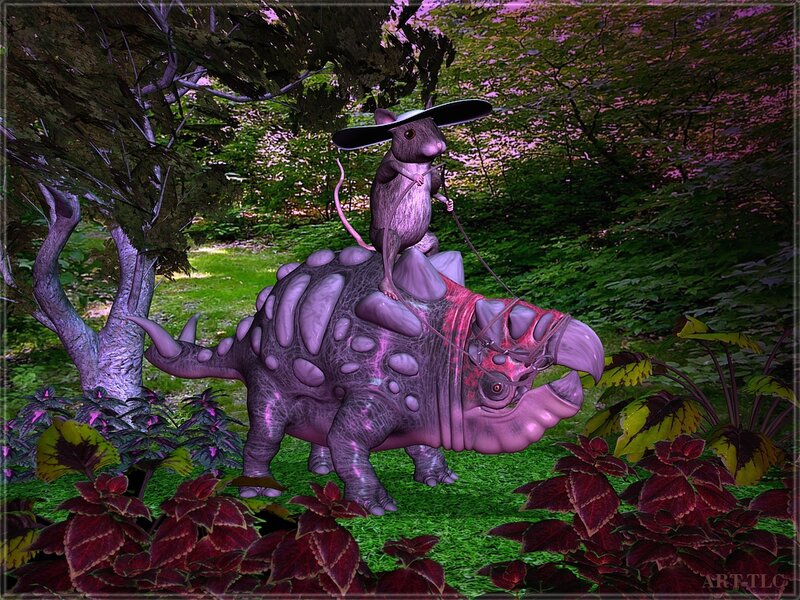Mouse Riding Dinosaur
