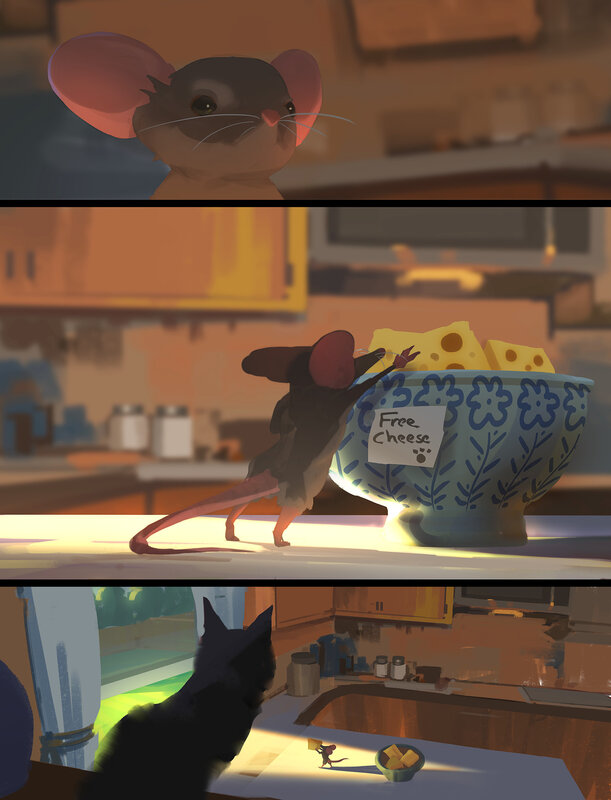 Mouse Stealing Cheese