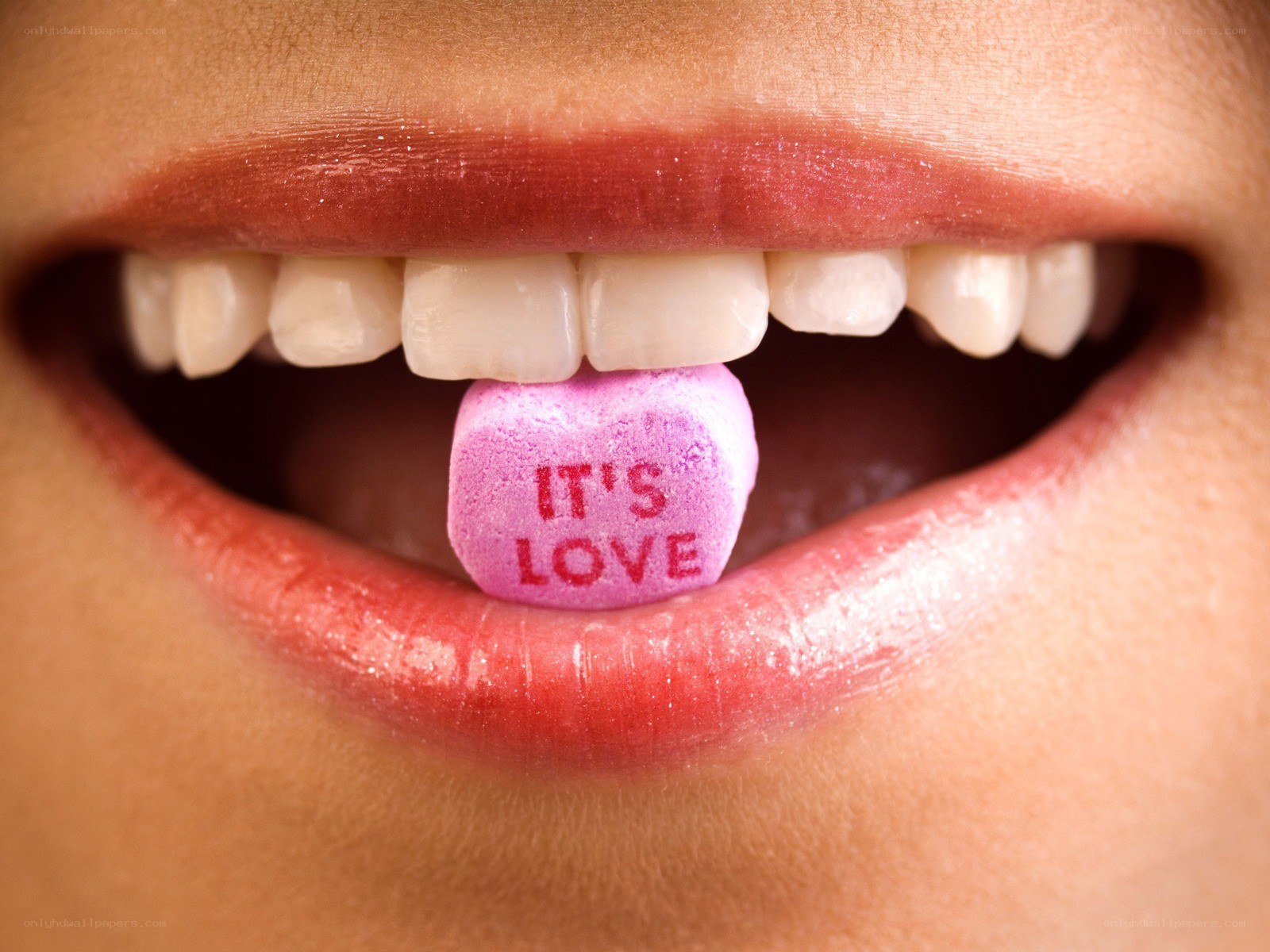 mouth with candy heart