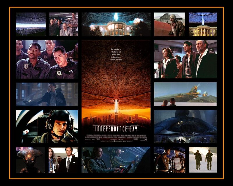 Movie Poster Collage — Black, Dramatic, Night, Photograph, Alien Spacecraft