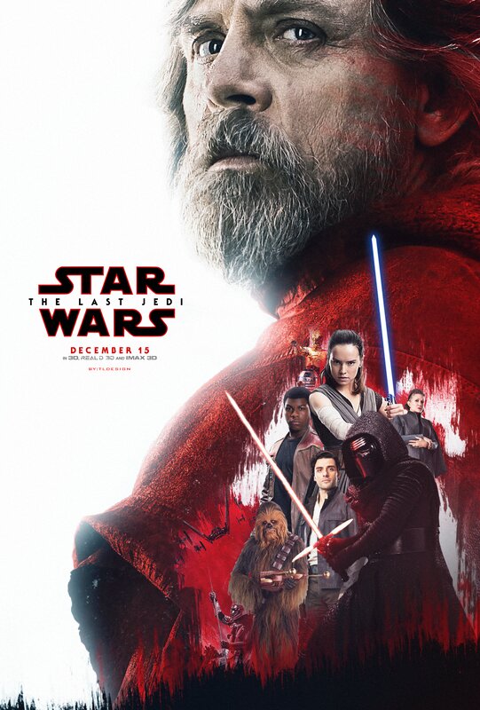 Movie Poster with Characters — Red, Dramatic, Illustration