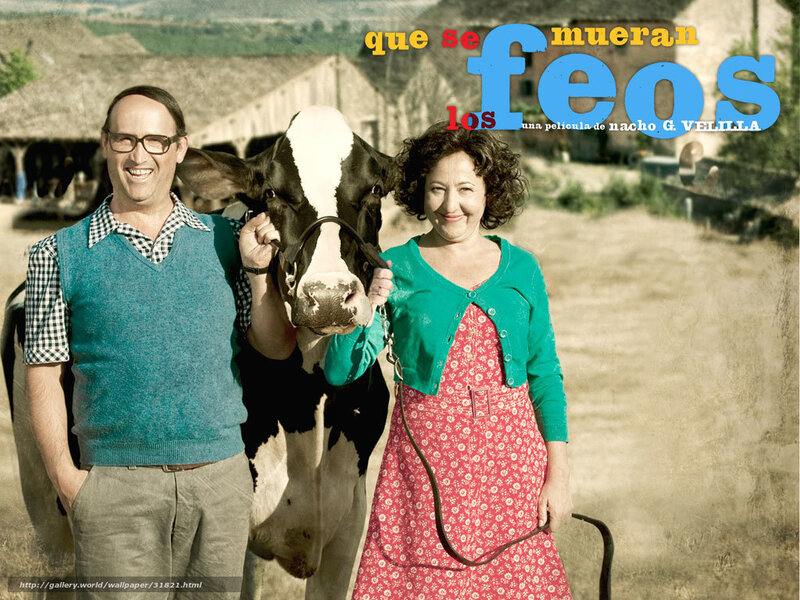 movie poster with cow and couple