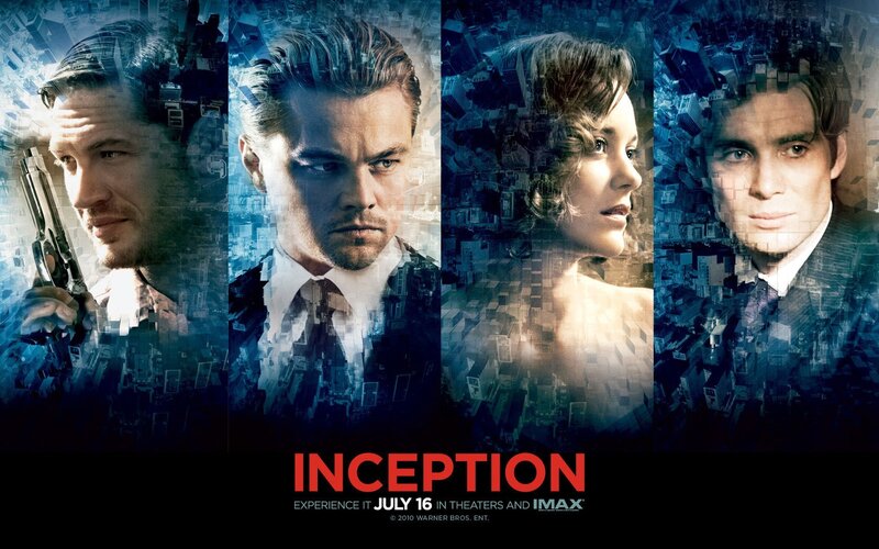 Movie Poster with Four People — Blue, Dramatic