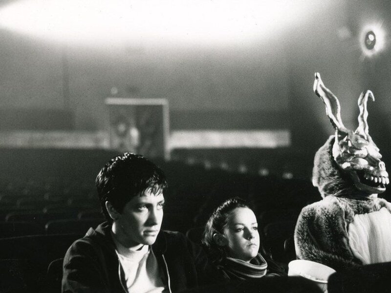 Movie theater scene with rabbit figure