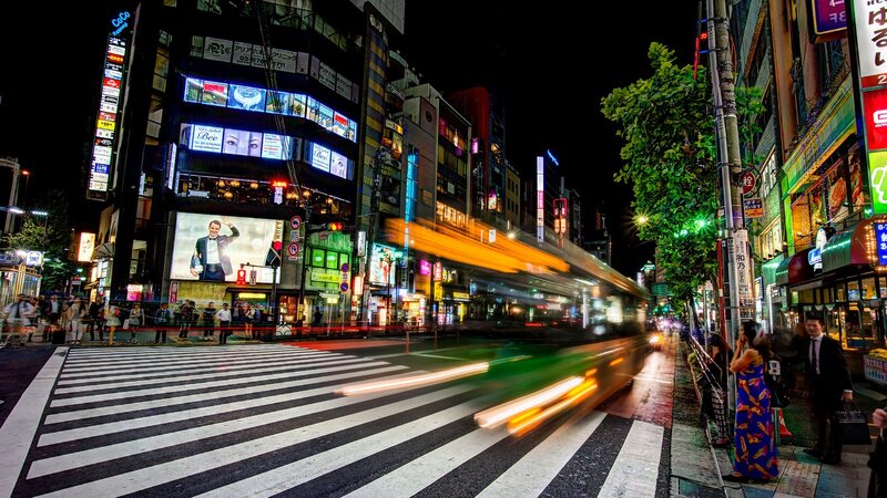 Moving Bus at Night