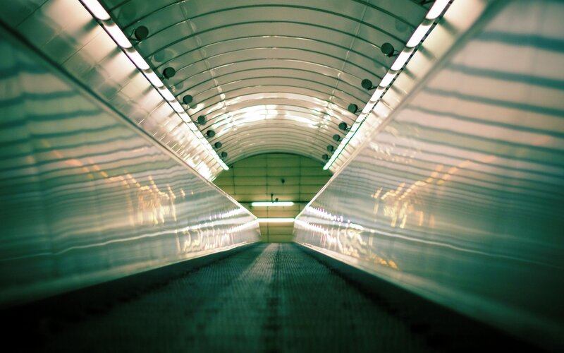Moving Escalator Tunnel — Green