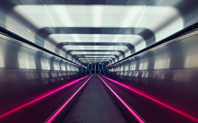 Moving Escalator Tunnel — Pink