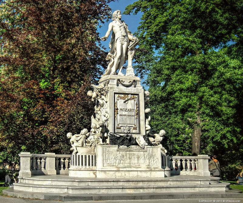 Mozart monument in a park