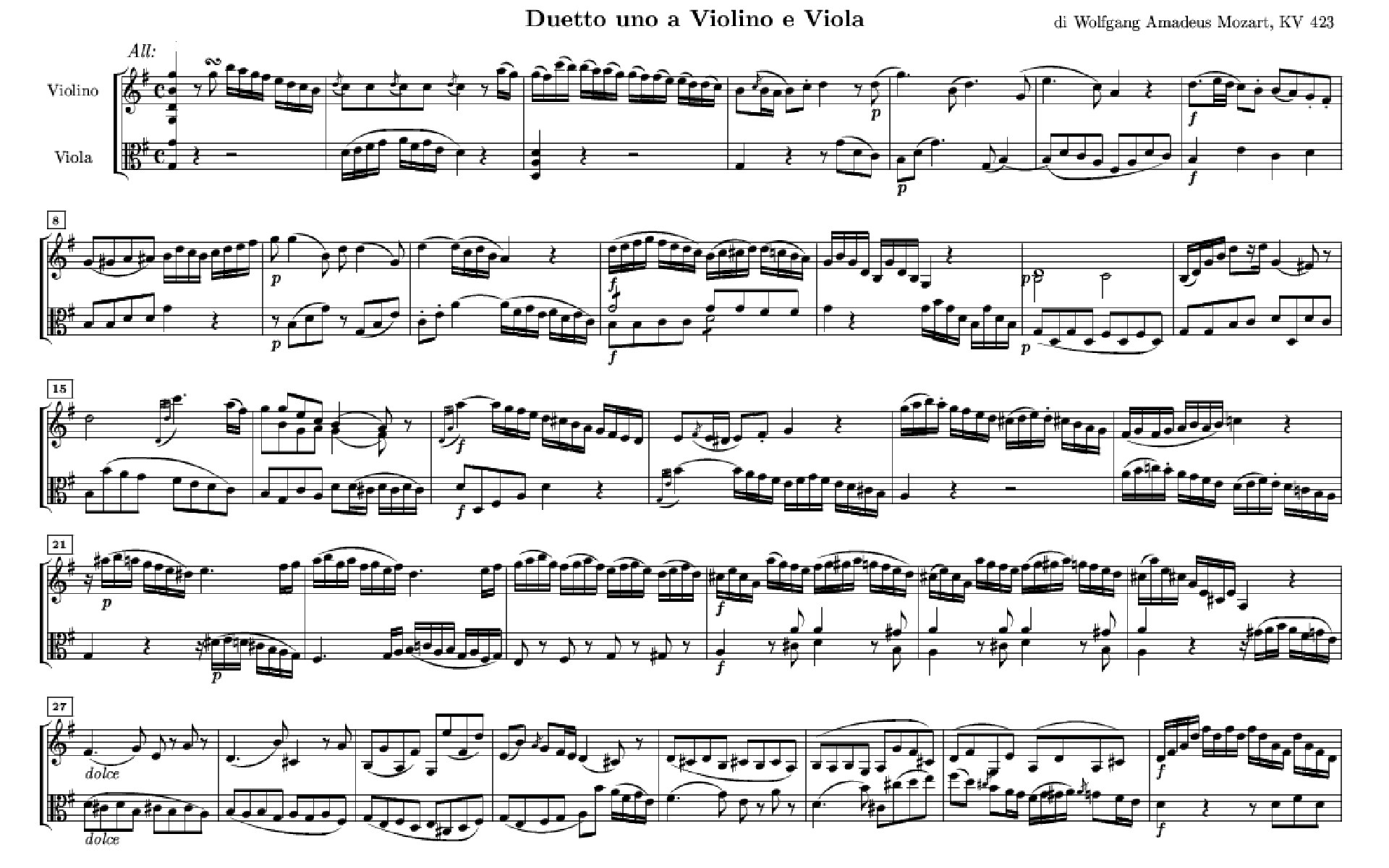 Mozart's Violin and Viola Duet