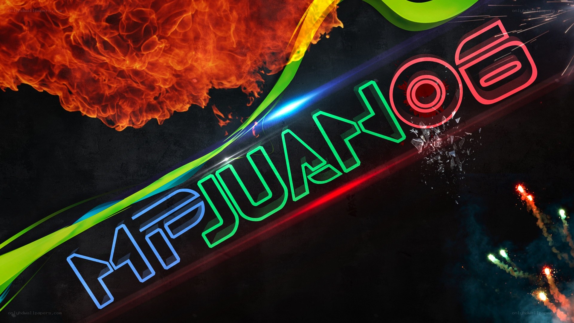 MP Juan 06 logo with fire and light effects