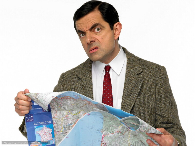 Mr. Bean holding a map