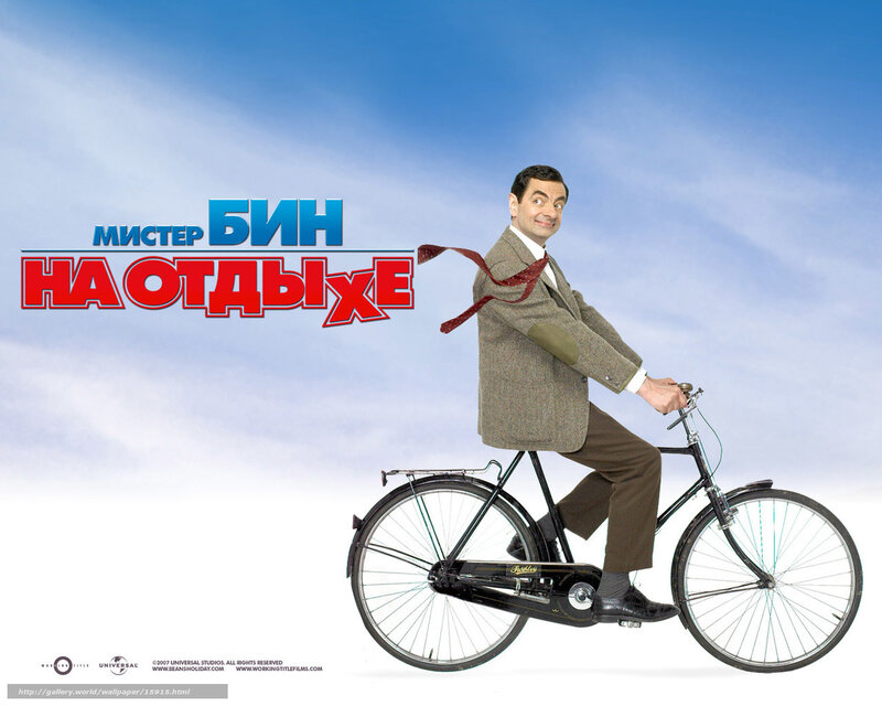 Mr. Bean on a bicycle