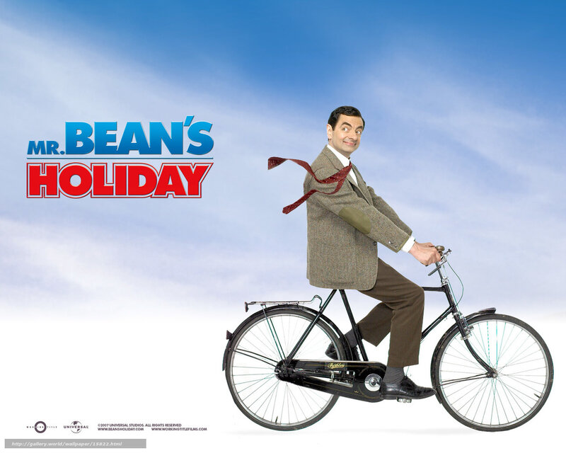 Mr. Bean on a bicycle