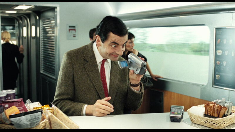 Mr. Bean on a train