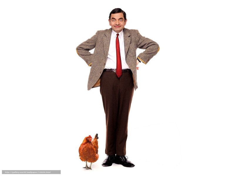 Mr. Bean with a chicken