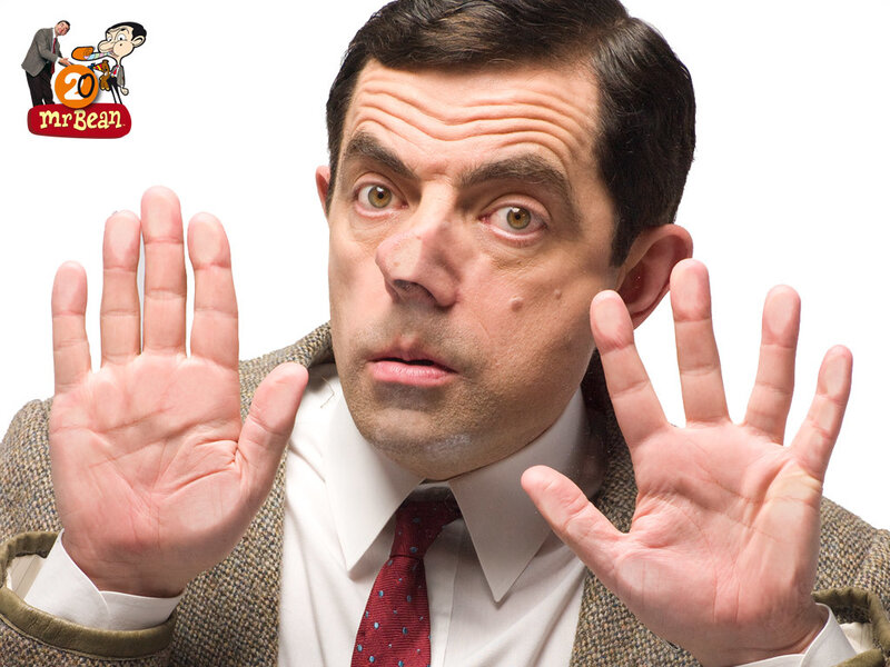 Mr. Bean with hands up