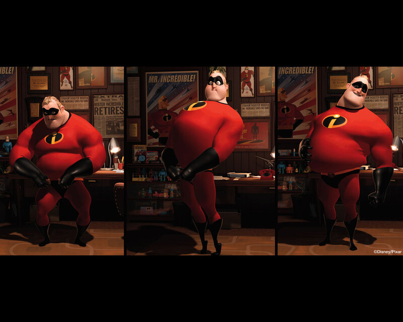 Mr. Incredible in his office