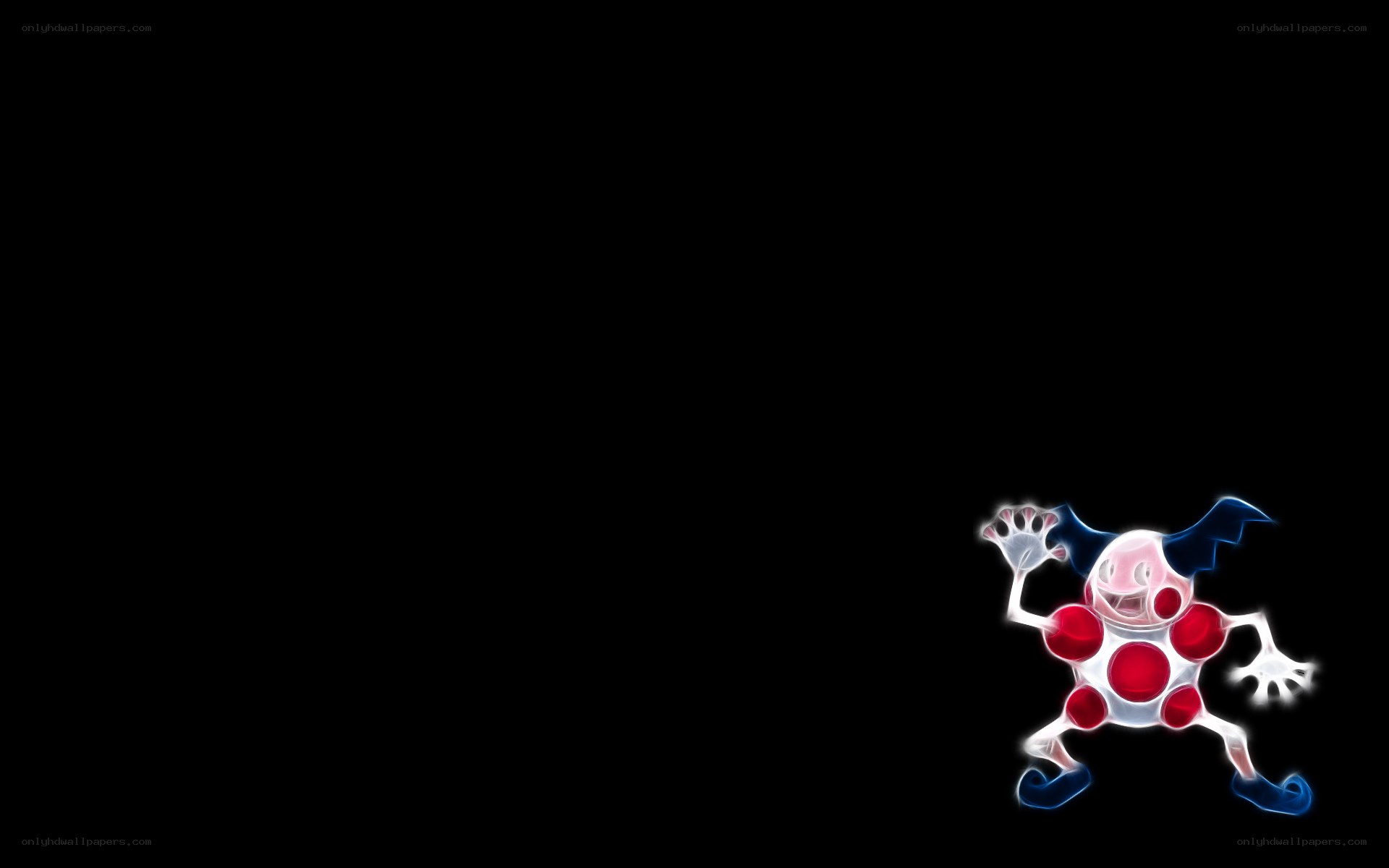 Mr. Mime glowing on black