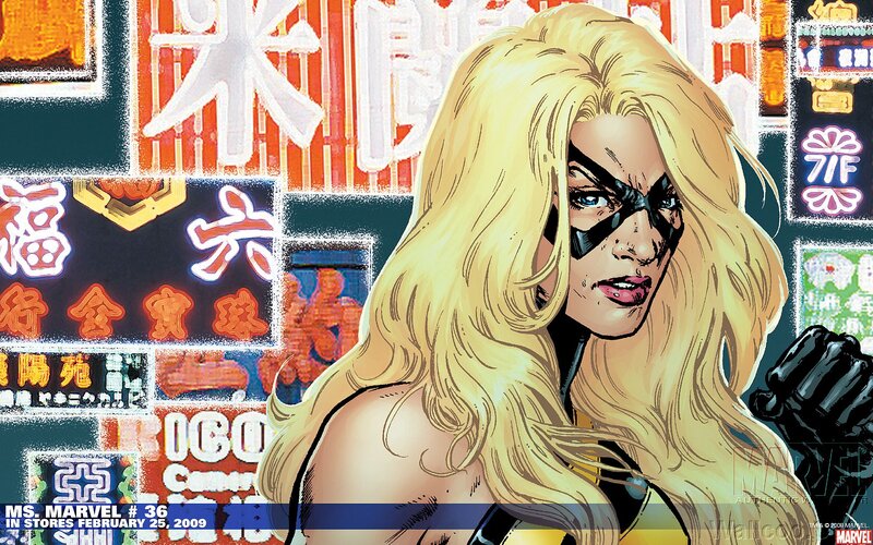 Ms. Marvel in a cityscape