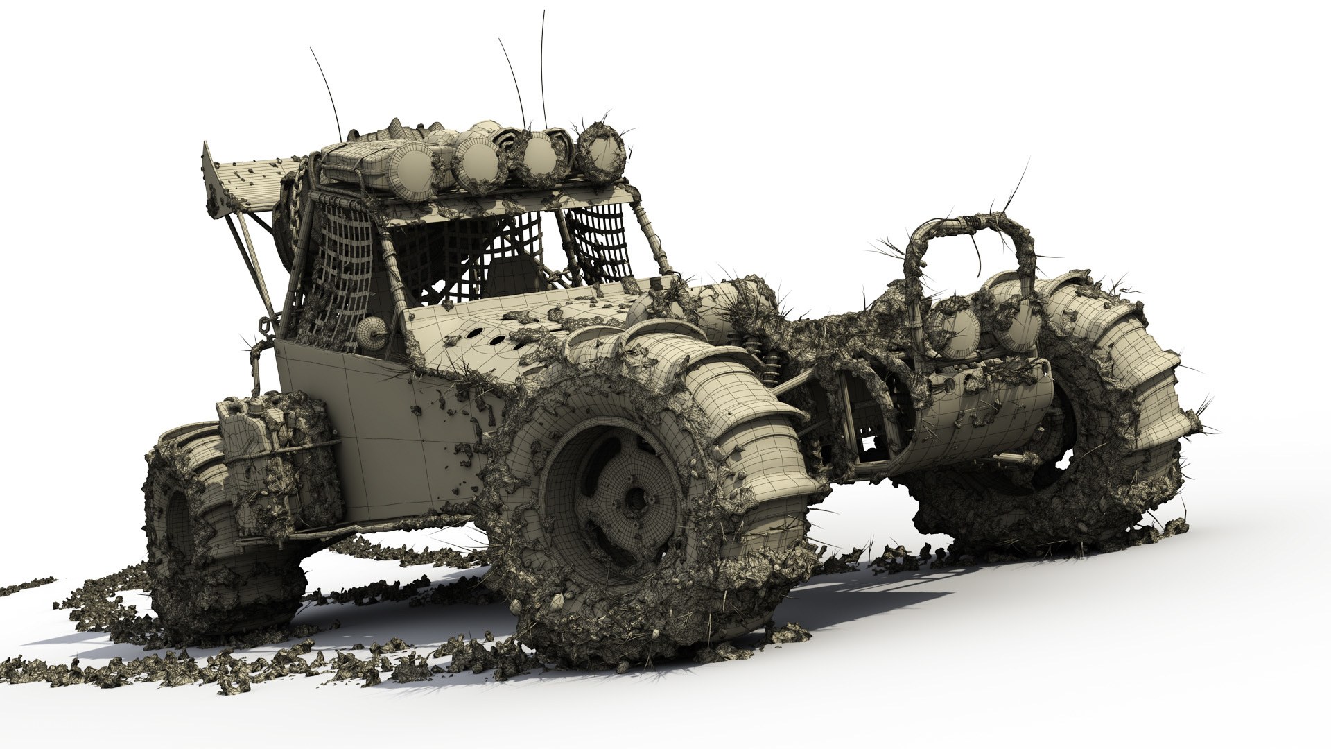 mud-covered off-road vehicle