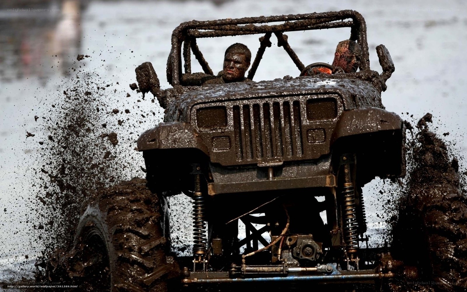 Mud-covered off-road vehicle