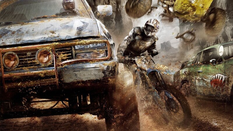 Mud-covered Vehicles Racing — Brown