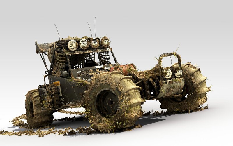 muddy off-road race vehicle