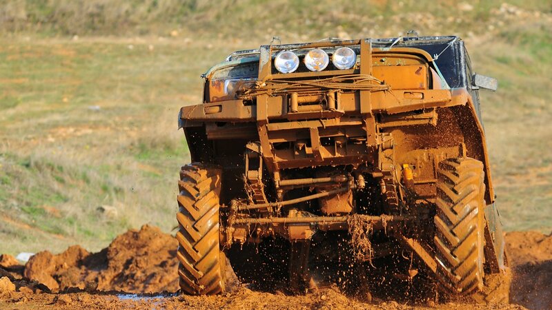 Muddy Off-road Vehicle — Brown, Dusty