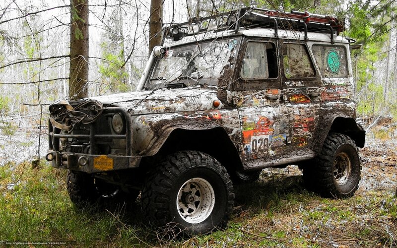 Muddy Off-road Vehicle — Green, Rugged