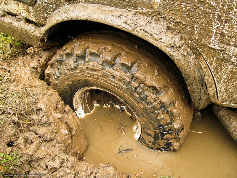 muddy off-road vehicle tire
