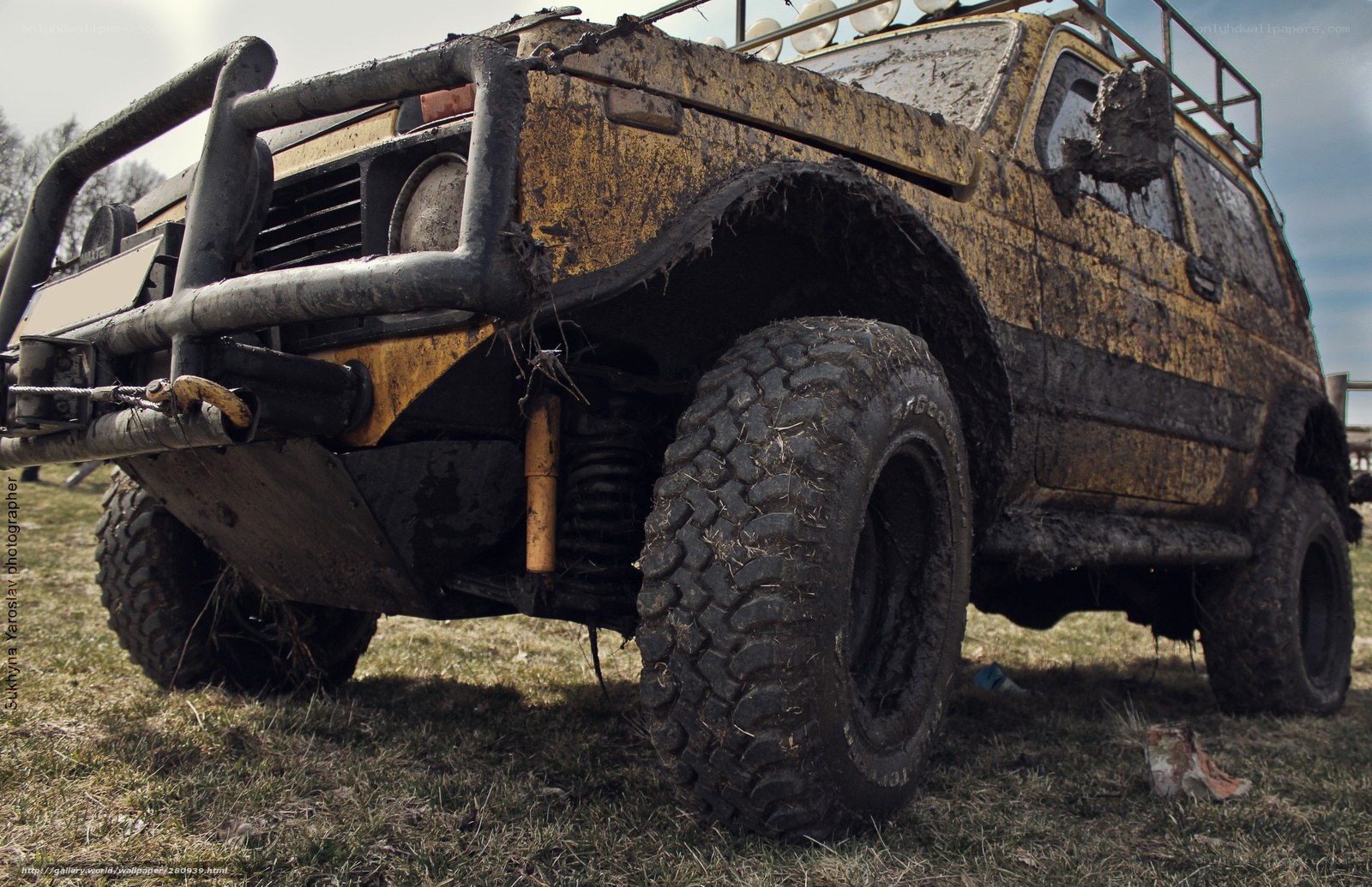 muddy off-road vehicle
