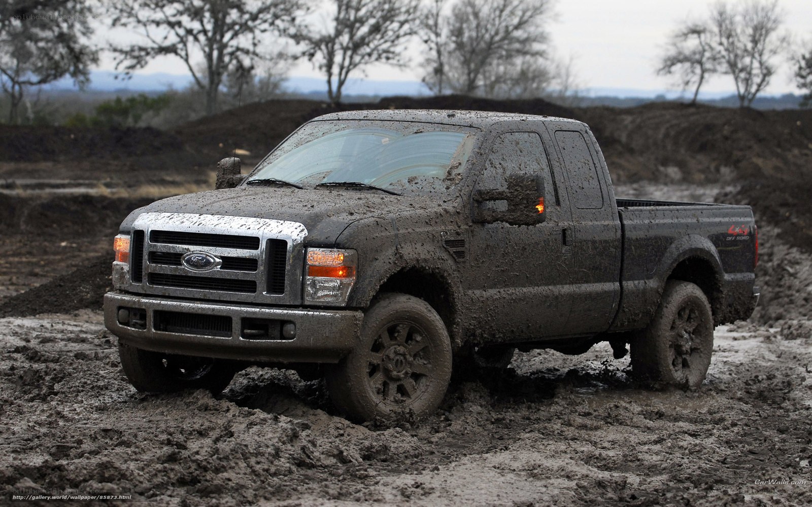 muddy pickup truck in mud