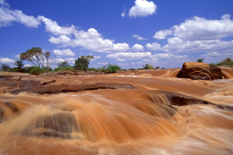 Muddy River Flowing — Blue, Dynamic, Afternoon