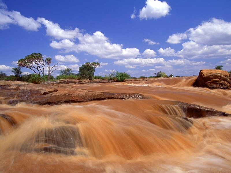 Muddy River Flowing — Blue, Serene, Afternoon