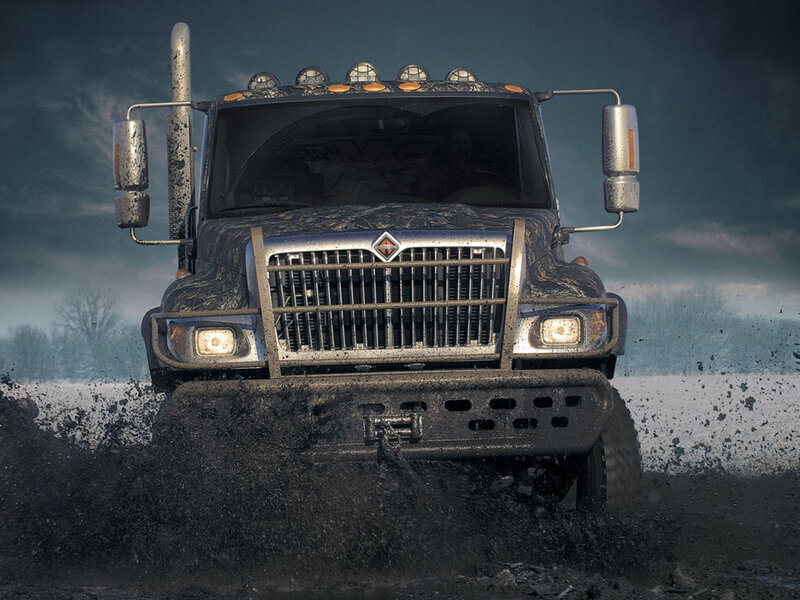 muddy truck in action