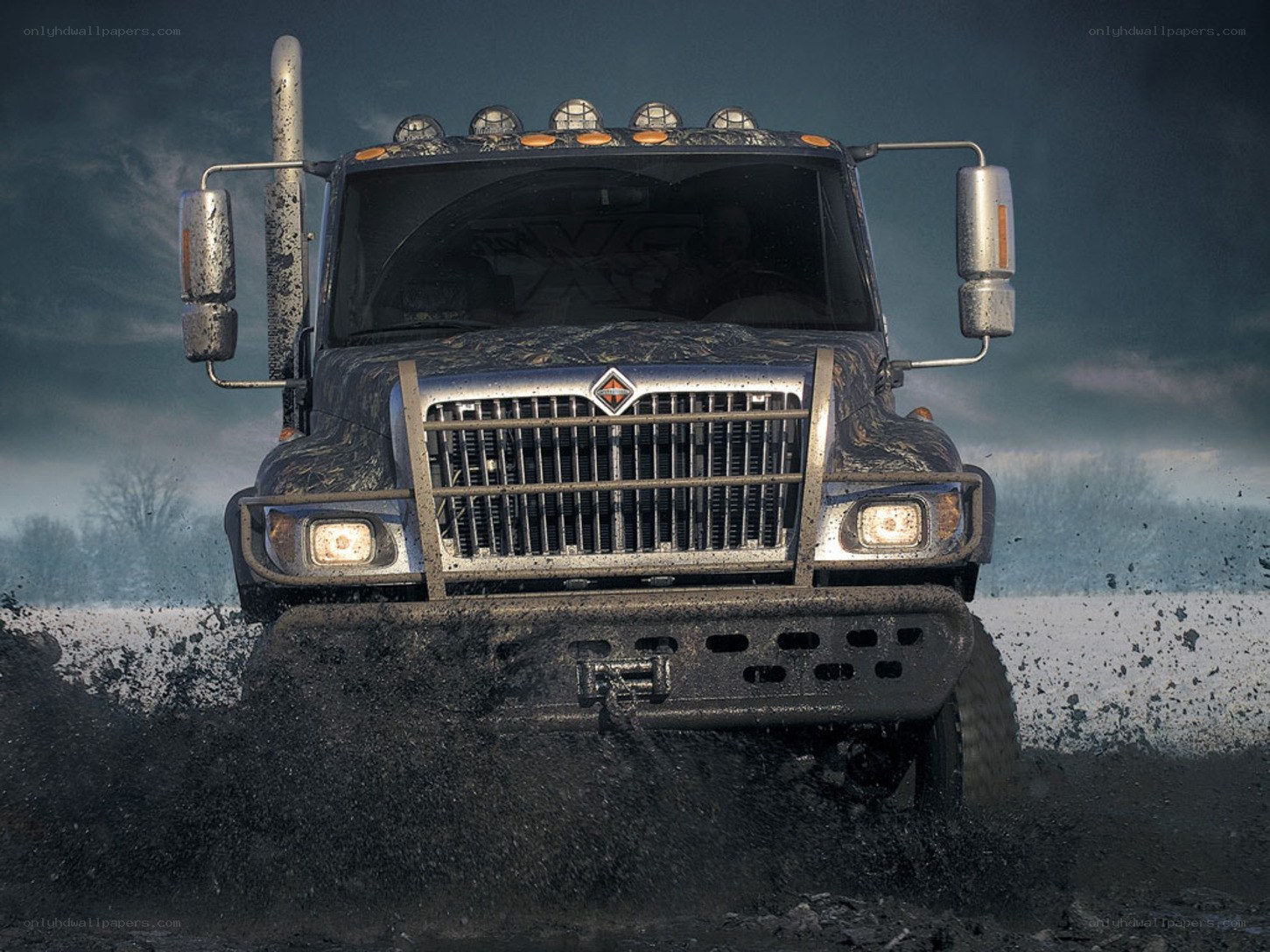 muddy truck in action