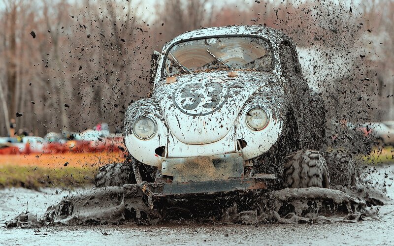 Muddy Volkswagen Beetle