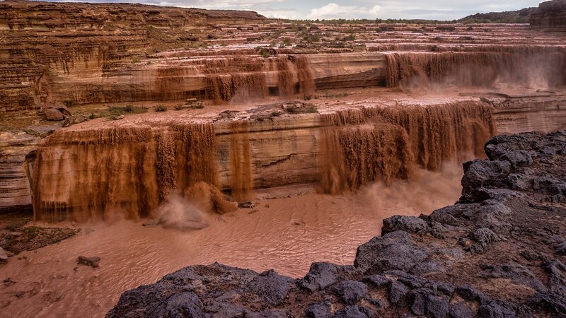 Muddy Waterfall Cascade — Brown