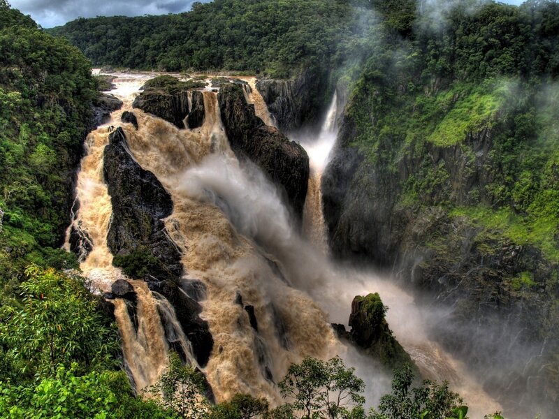 Muddy Waterfall — Green, Dramatic, Photograph, River