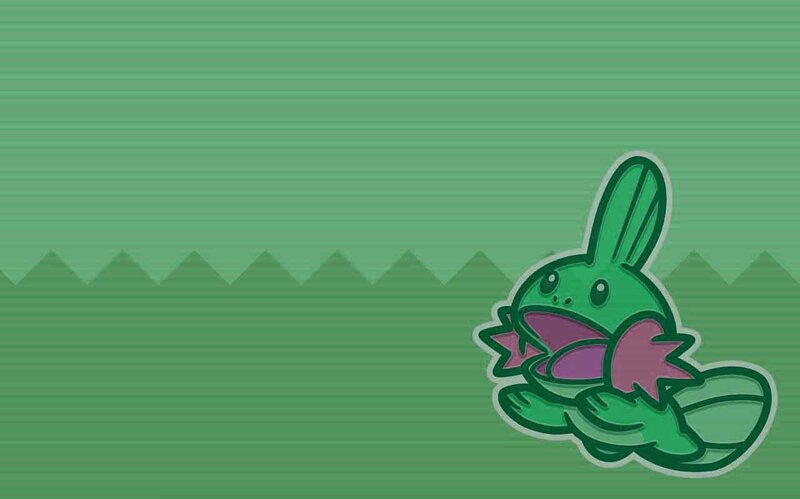 Mudkip character on green background