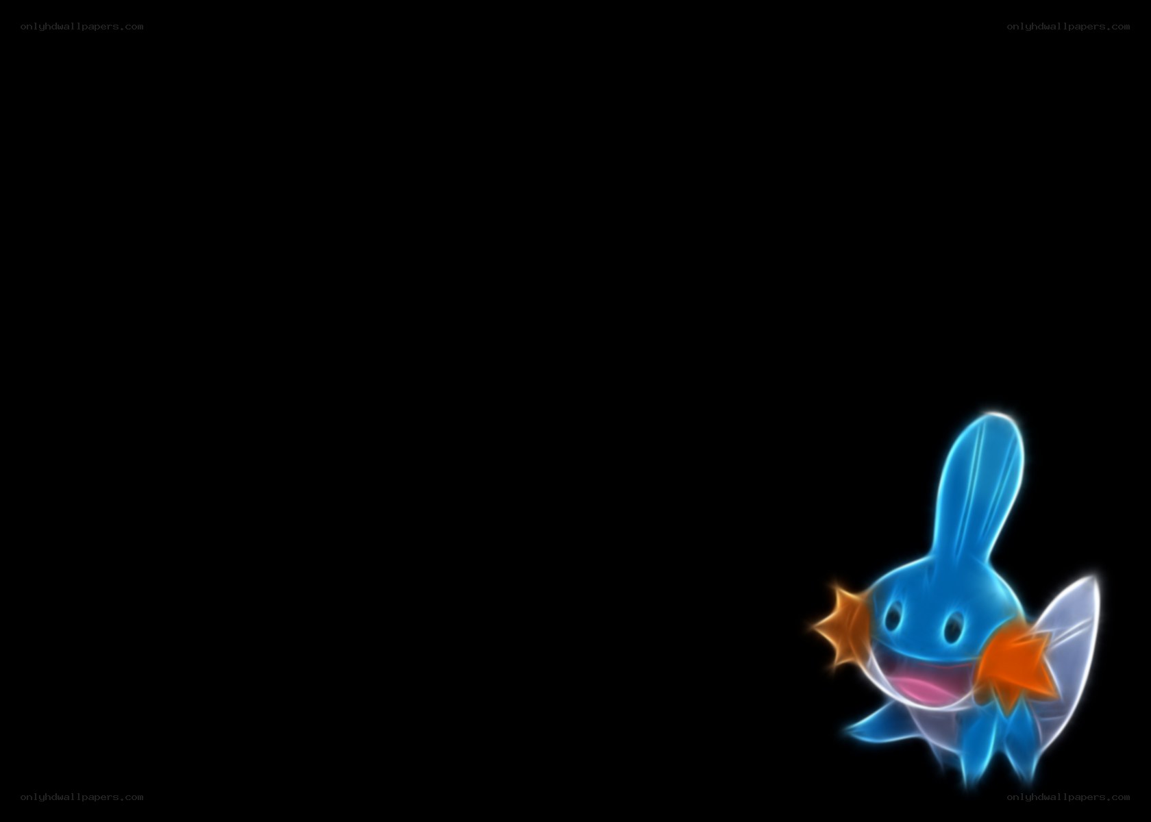 Mudkip glowing on black