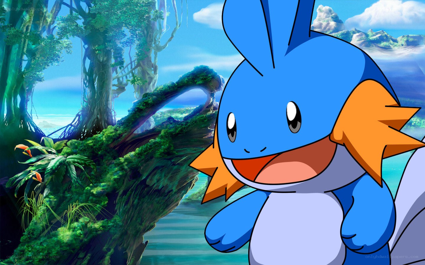 Mudkip in a lush forest