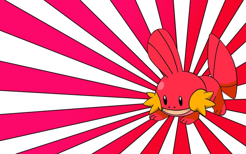 Mudkip on a red background