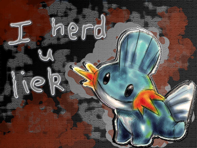 Mudkip with graffiti text