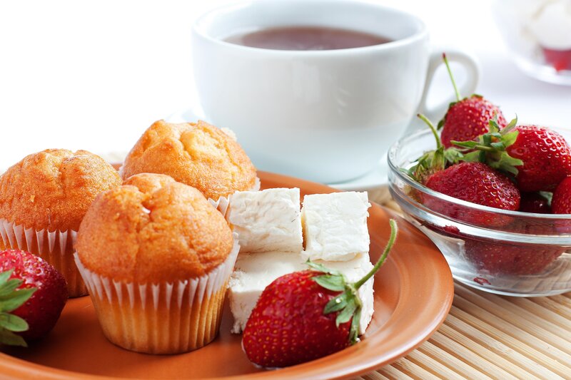 Muffins and Strawberries — Orange