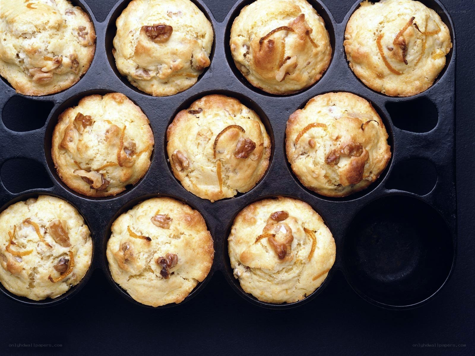 Muffins in a baking tray
