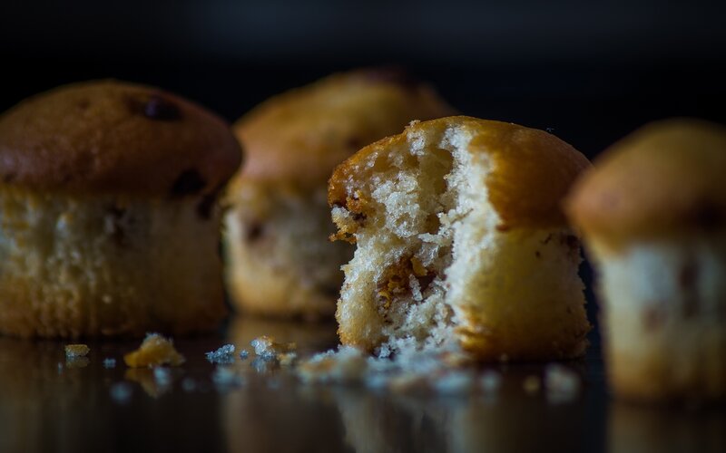 Muffins on Dark Surface