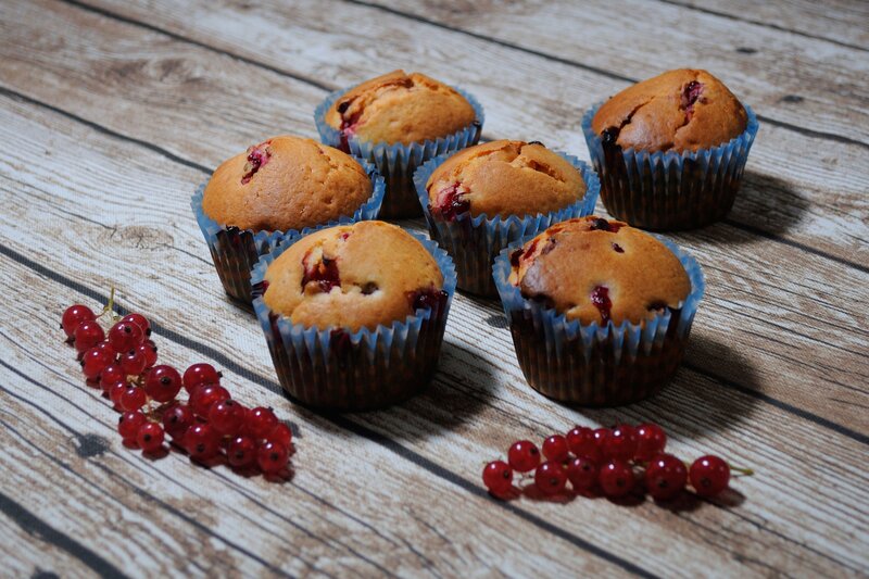 Muffins with red currants