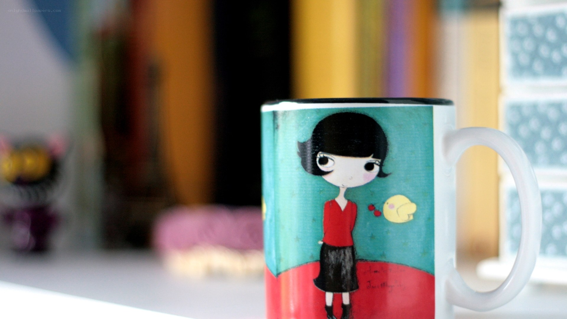 mug with cartoon girl