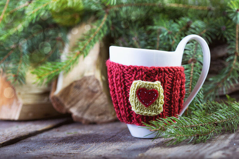 Mug with Knitted Cozy — Red